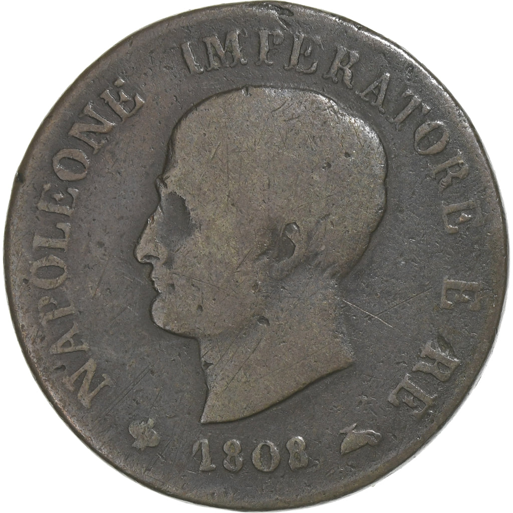 Estados italianos, KINGDOM OF NAPOLEON, Napoleon I, Centesimo, 1808, Milan