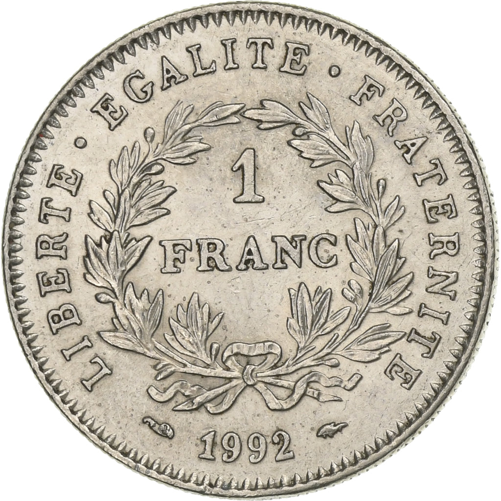 Francia, Franc, République, 1992, Paris, Níquel, MBC, KM:1004.1