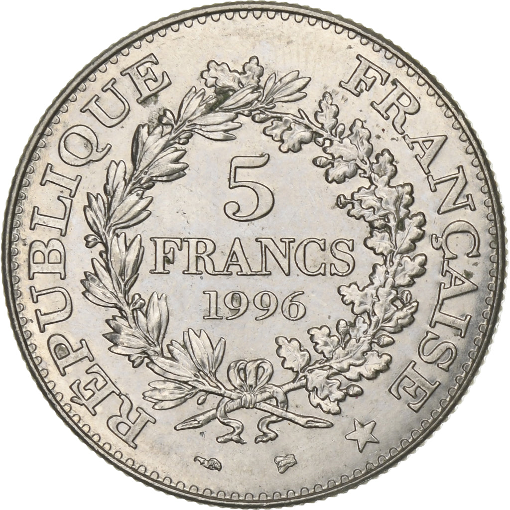 Frankreich, 5 Francs, Hercule, 1996, Paris, Nickel, SS, Gadoury:777, KM:1155
