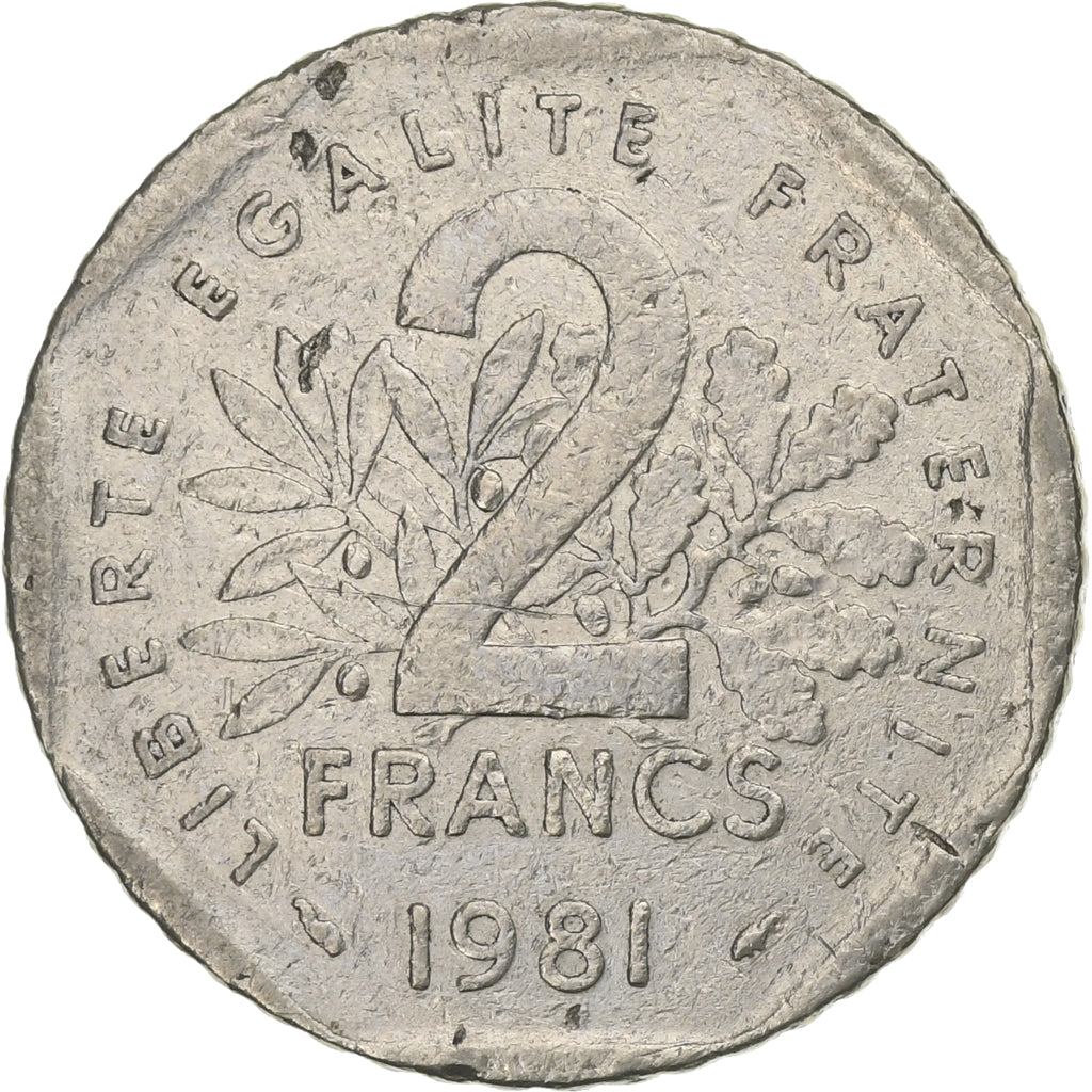 France, 2 Francs, Semeuse, 1981, Paris, Nickel, VF(30-35), KM:942.1