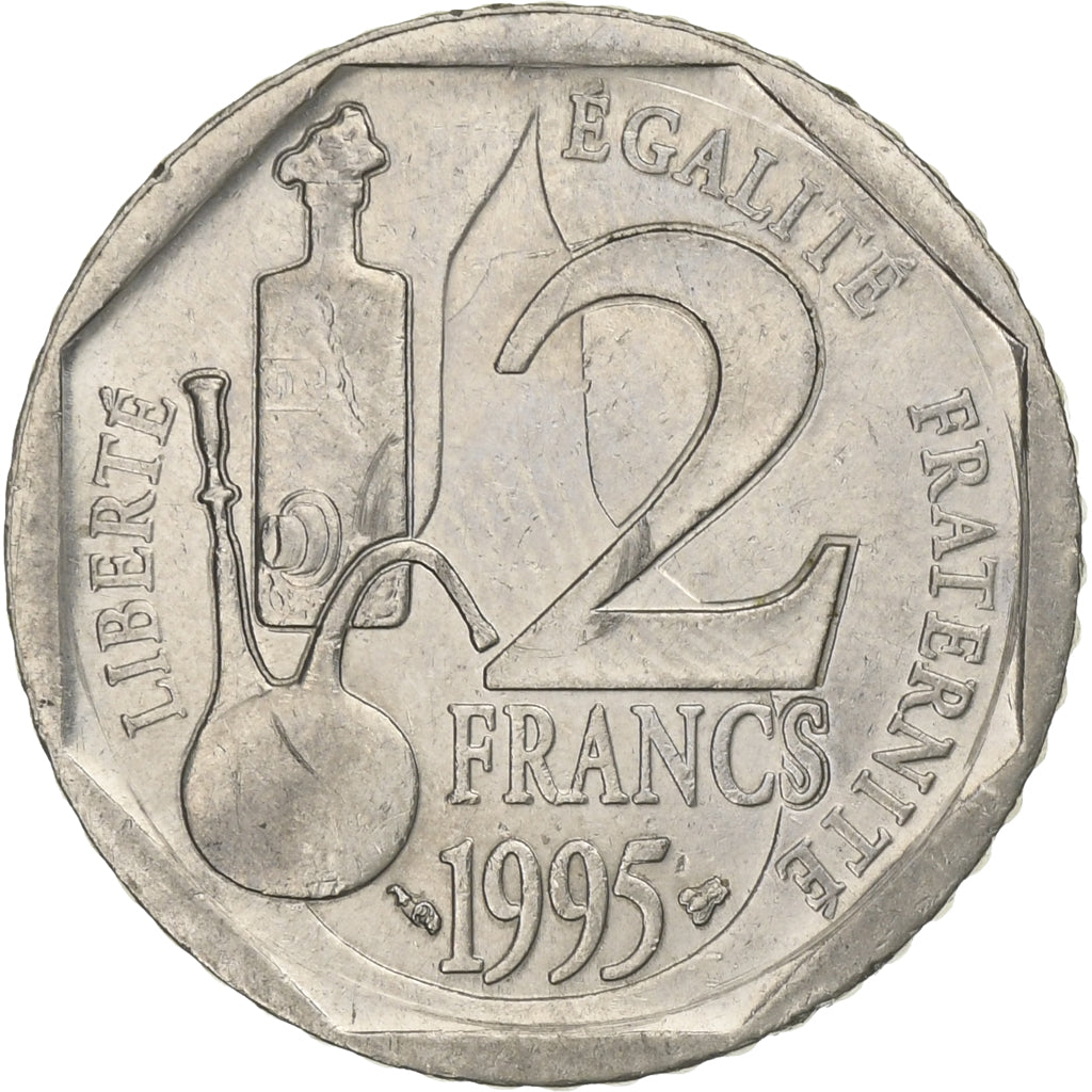 France, 2 Francs, Pasteur, 1995, Nickel, EF(40-45), Gadoury:549, KM:1119