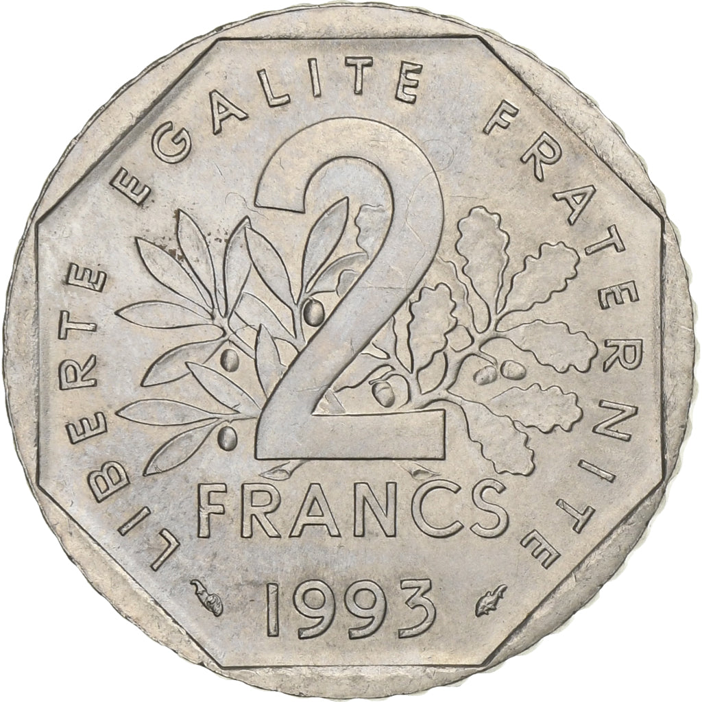 France, 2 Francs, Jean Moulin, 1993, Monnaie de Paris, Nickel, EF(40-45)