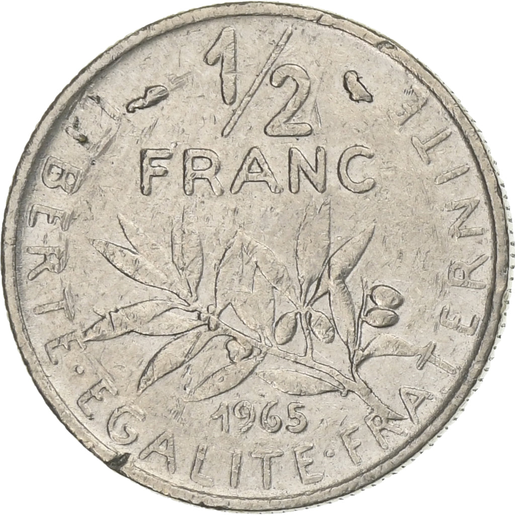 France, 1/2 Franc, Semeuse, 1965, Monnaie de Paris, Nickel, EF(40-45)
