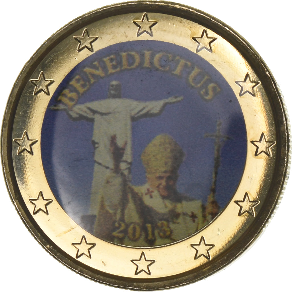 Vatican, Benoît XVI, 1 Euro, Pape Benoit XVI, euro colorisé, 2013