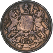 INDIA-BRITISH, 1/2 Anna, 1835, Bombay, Copper, VF(30-35), KM:447.1