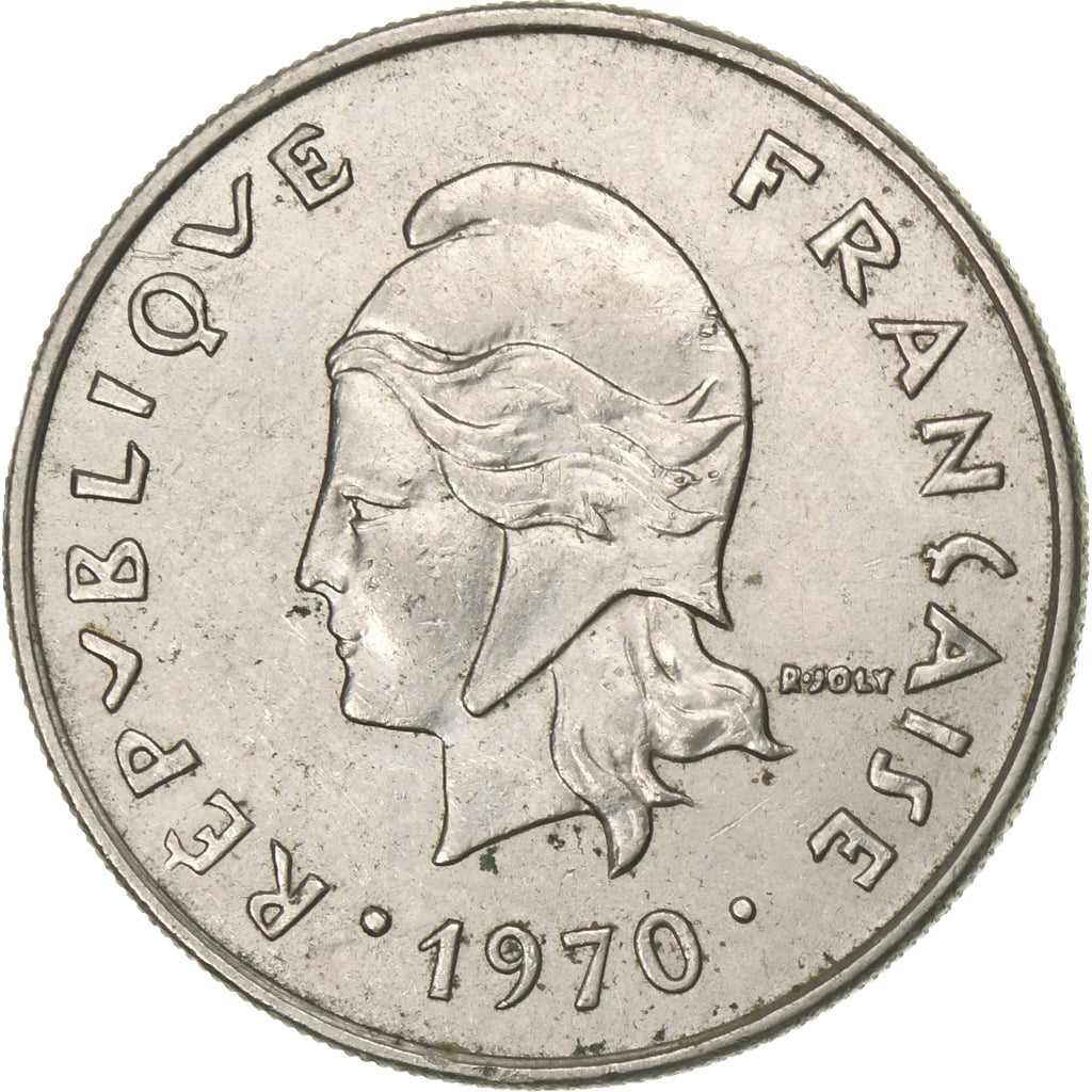 New Hebrides, 20 Francs, 1970, Paris, AU(50-53), Nickel, KM:3.1