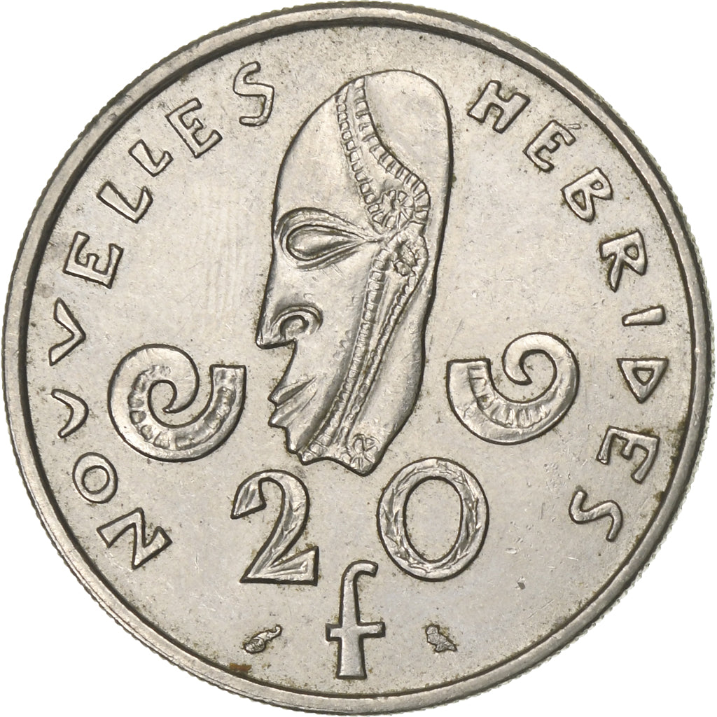 New Hebrides, 20 Francs, 1970, Paris, AU(50-53), Nickel, KM:3.1