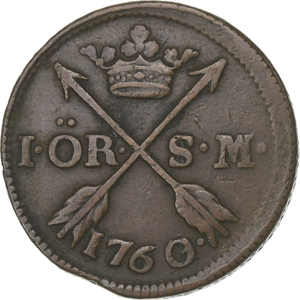Sweden, Adolf Frederick, Ore, S.M., 1760, Copper, VF(30-35), KM:460