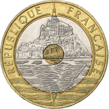 France, 20 Francs, Mont Saint Michel, 1992, Paris, Tri-Metallic, AU(55-58)