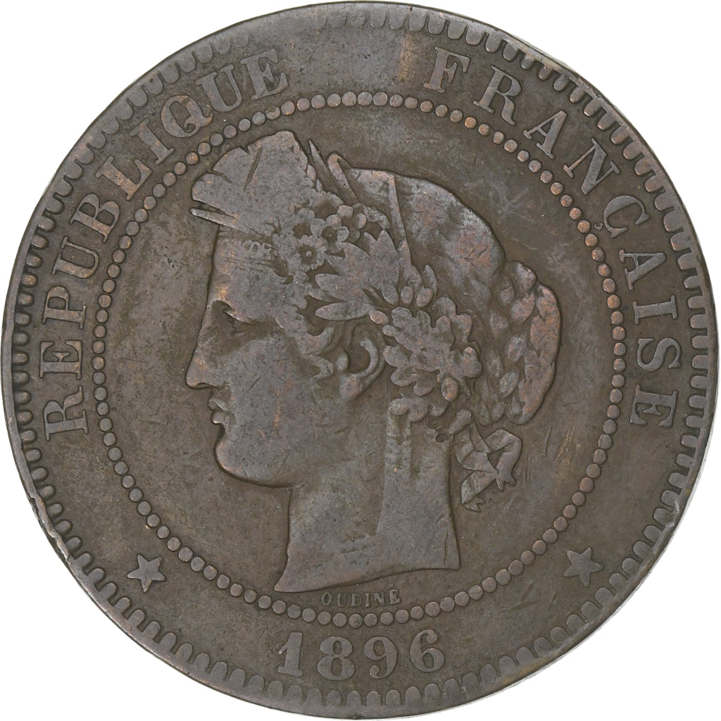 Francja, 10 Centimes, Cérès, 1896, Paris, Brązowy, F(12-15), Gadoury:265a