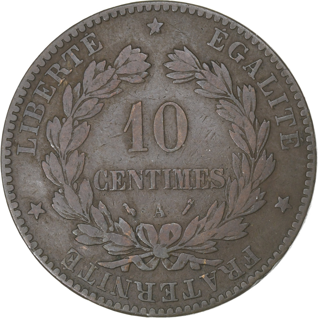 Francja, 10 Centimes, Cérès, 1896, Paris, Brązowy, F(12-15), Gadoury:265a