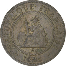 French Indochina, Cent, 1885, Paris, Bronze, F(12-15), Lecompte:37, KM:1