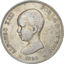 Spain, Alfonso XIII, 5 Pesetas, 1890, Madrid, Silver, VF(20-25), KM:689