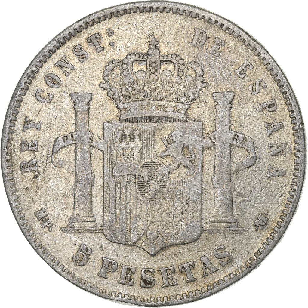 Spain, Alfonso XIII, 5 Pesetas, 1890, Madrid, Silver, VF(20-25), KM:689