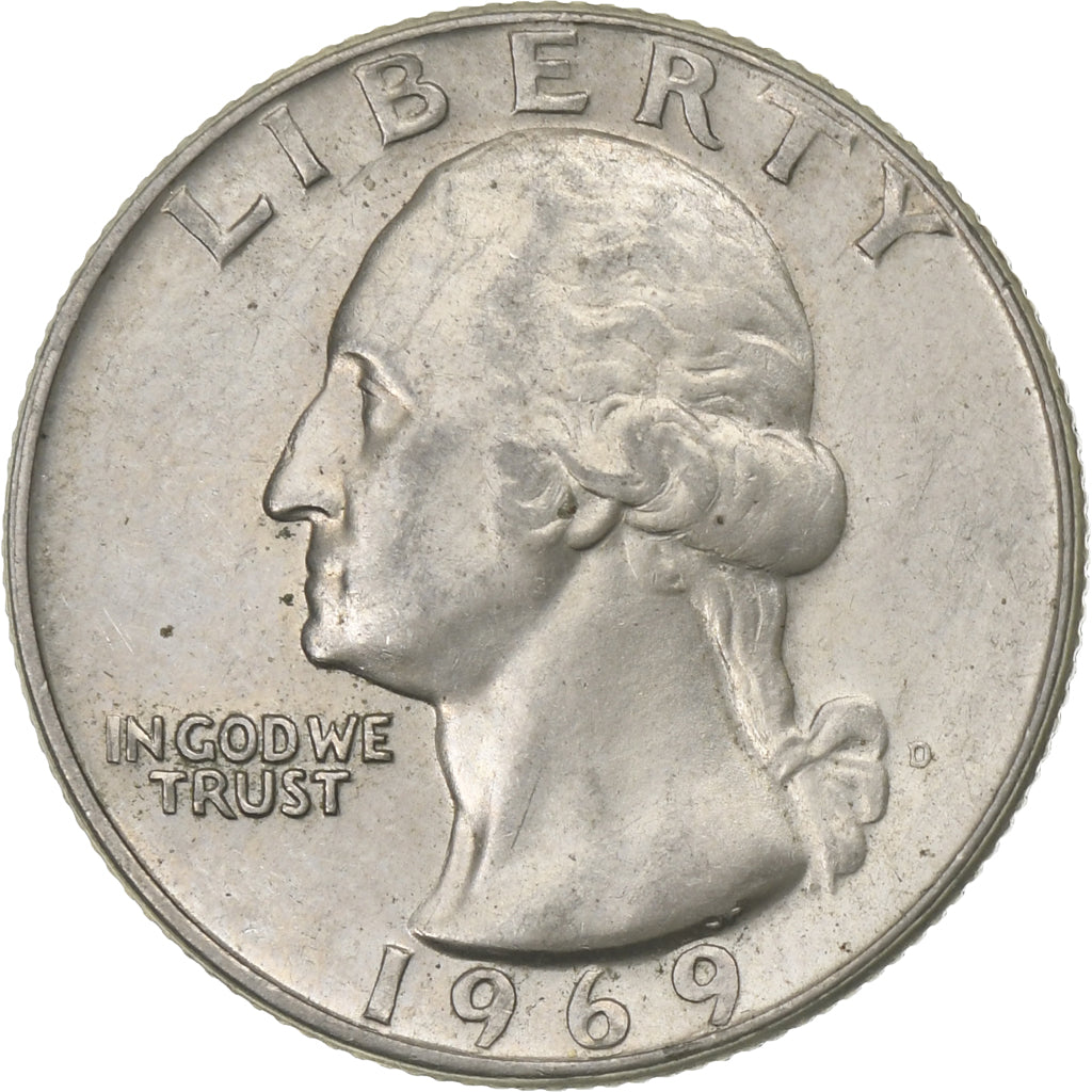 United States, Quarter, Washington Quarter, 1969, U.S. Mint, Silver, AU(50-53)
