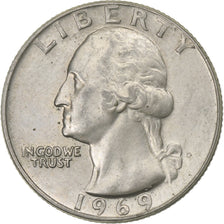 United States, Quarter, Washington Quarter, 1969, U.S. Mint, Silver, AU(50-53)