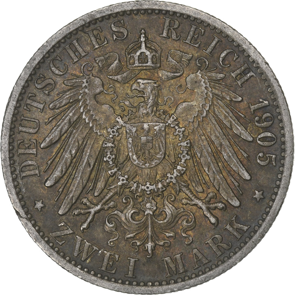 German States, PRUSSIA, Wilhelm II, 2 Mark, 1905, Berlin, Silver, EF(40-45)