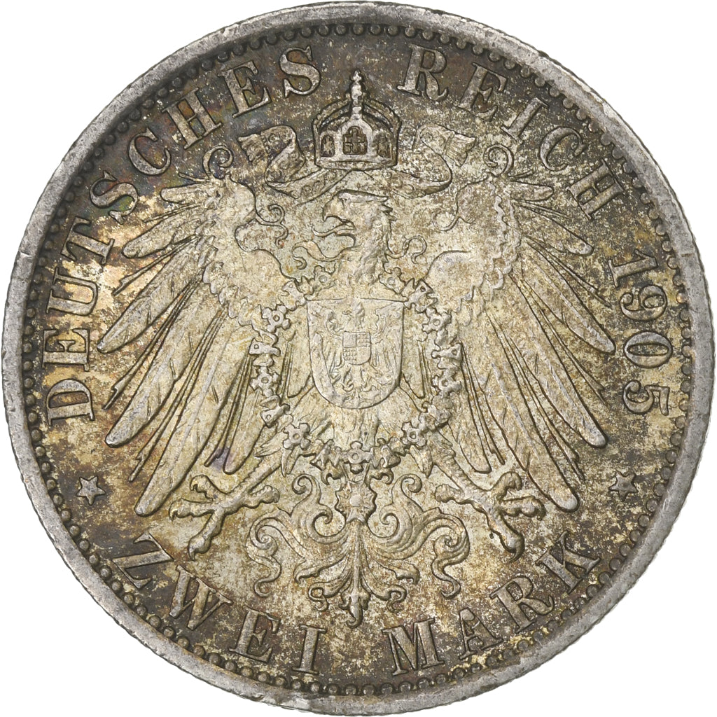German States, PRUSSIA, Wilhelm II, 2 Mark, 1905, Berlin, Silver, EF(40-45)