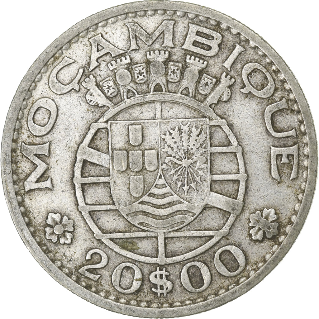 Coin, Mozambique, 20 Escudos, 1966, VF(30-35), Silver, KM:80a