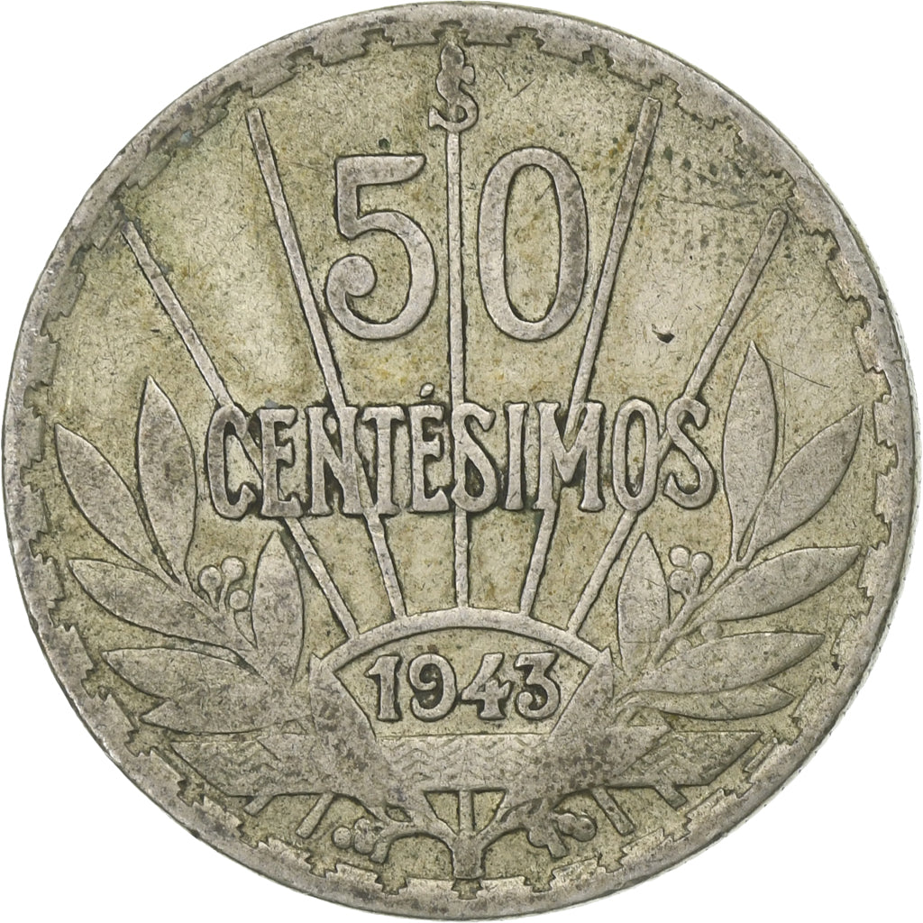 Uruguay, 50 Centesimos, 1943, Santiago, Silber, S, KM:31