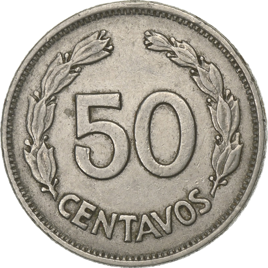 Ecuador, 50 Centavos, Cincuenta, 1963, Nickel Clad Steel, EF(40-45), KM:81