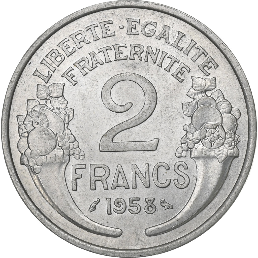França, 2 Francs, Morlon, 1958, Paris, Alumínio, MS(63), Gadoury:538b