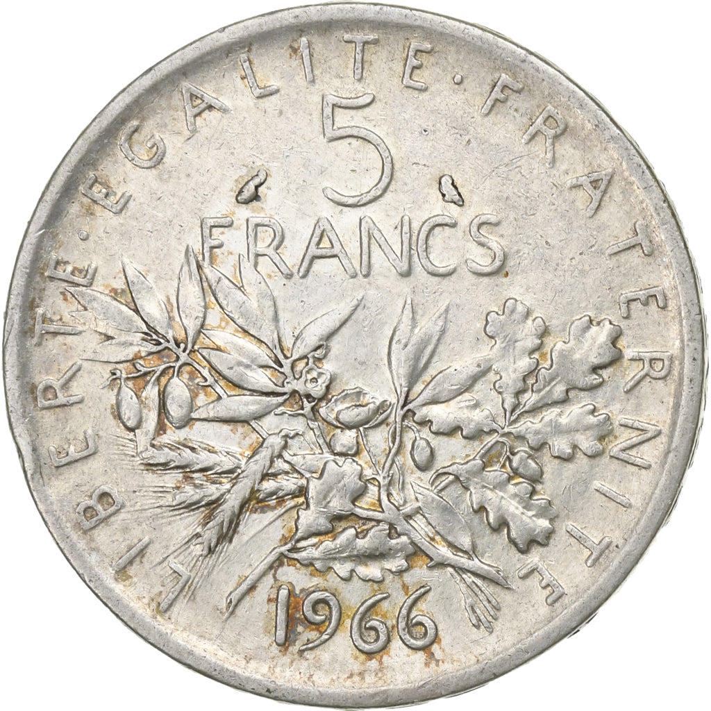 Francia, 5 Francs, Semeuse, 1966, Paris, Plata, MBC+, Gadoury:770, KM:926