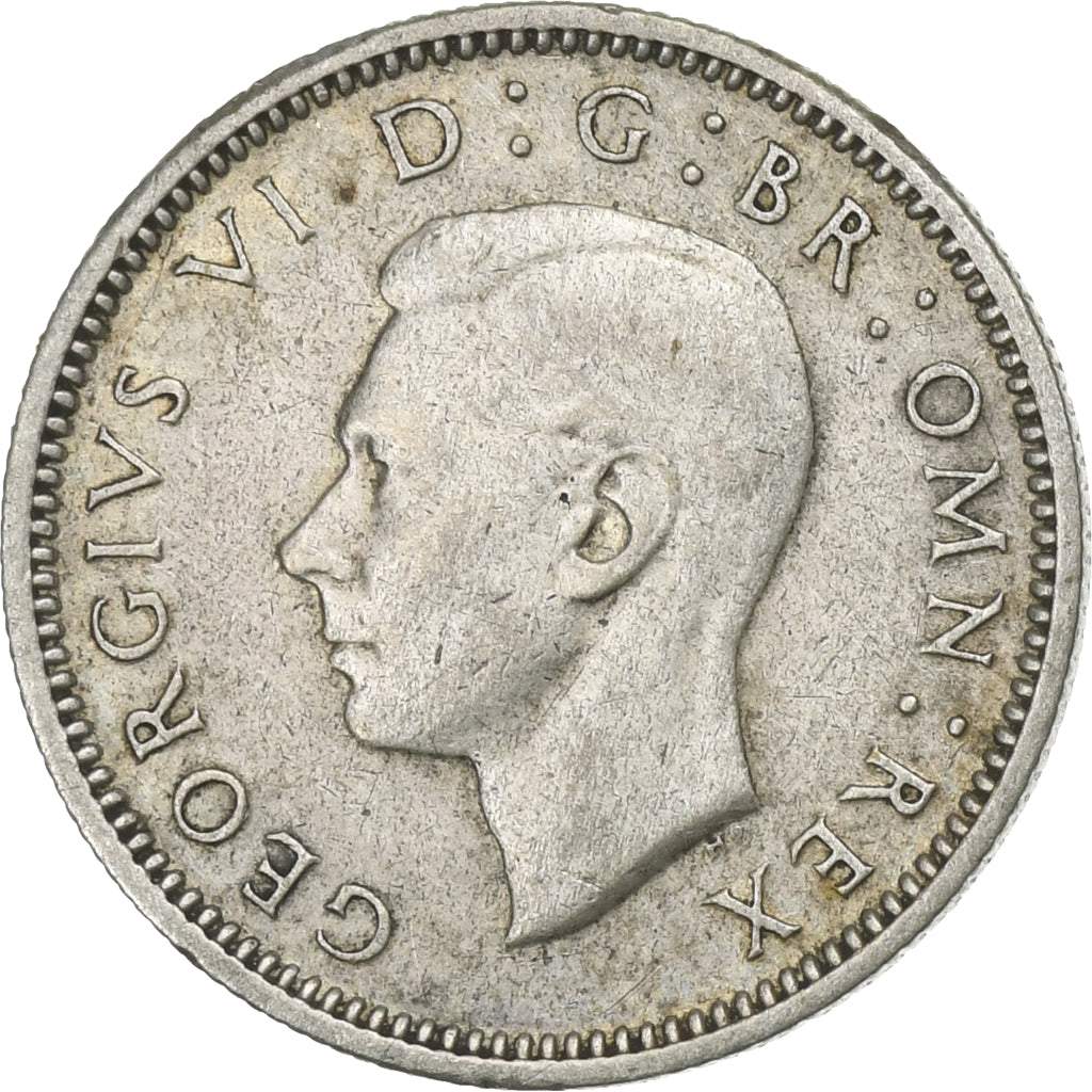 Reino Unido, George VI, 6 Pence, 1943, Prata, AU(50-53), KM:852
