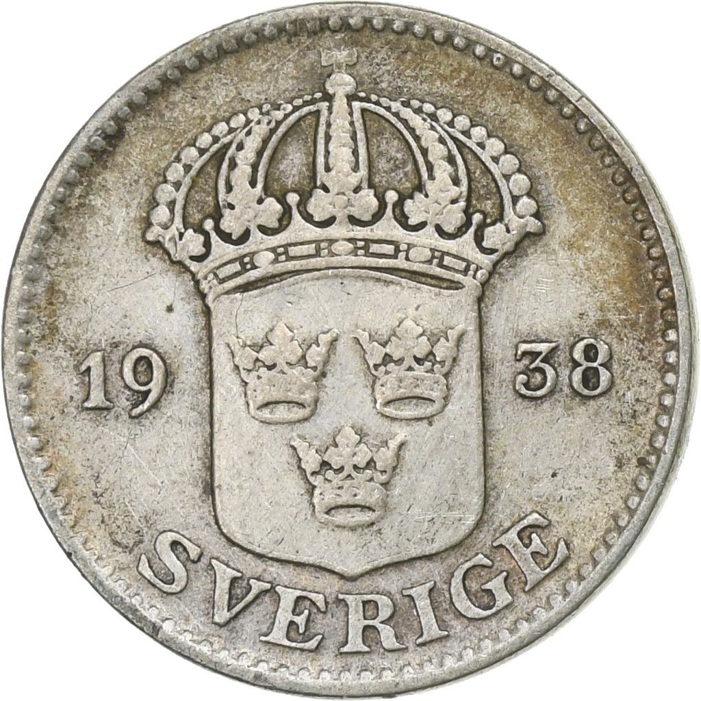 Suède, Gustaf V, 25 Öre, 1938, Argent, TTB, KM:785