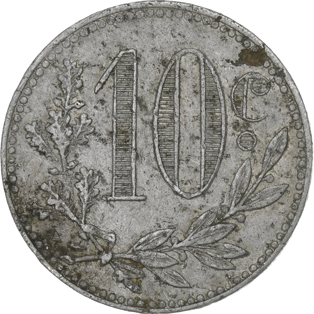 Algeria, Alger, 10 Centimes, 1916, Chambre de Commerce, BC+, Aluminio