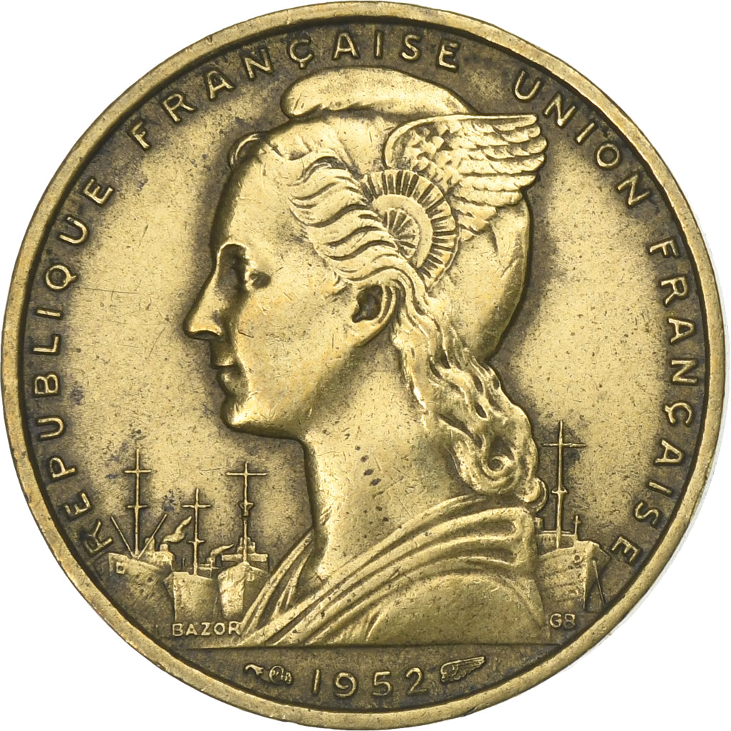 Somalia francesa, 20 Francs, 1952, Paris, Aluminio - bronce, MBC+, KM:7