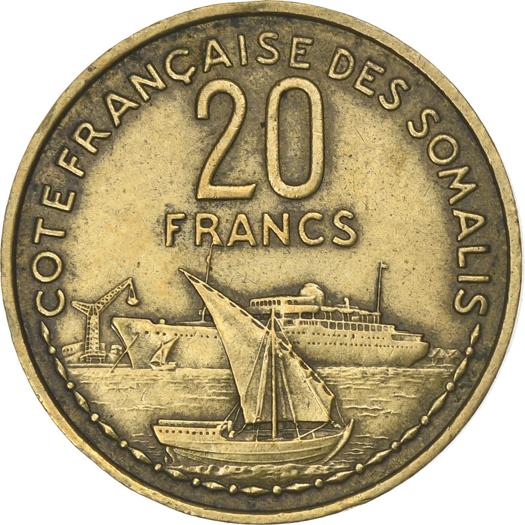 Somalia francesa, 20 Francs, 1952, Paris, Aluminio - bronce, MBC+, KM:7