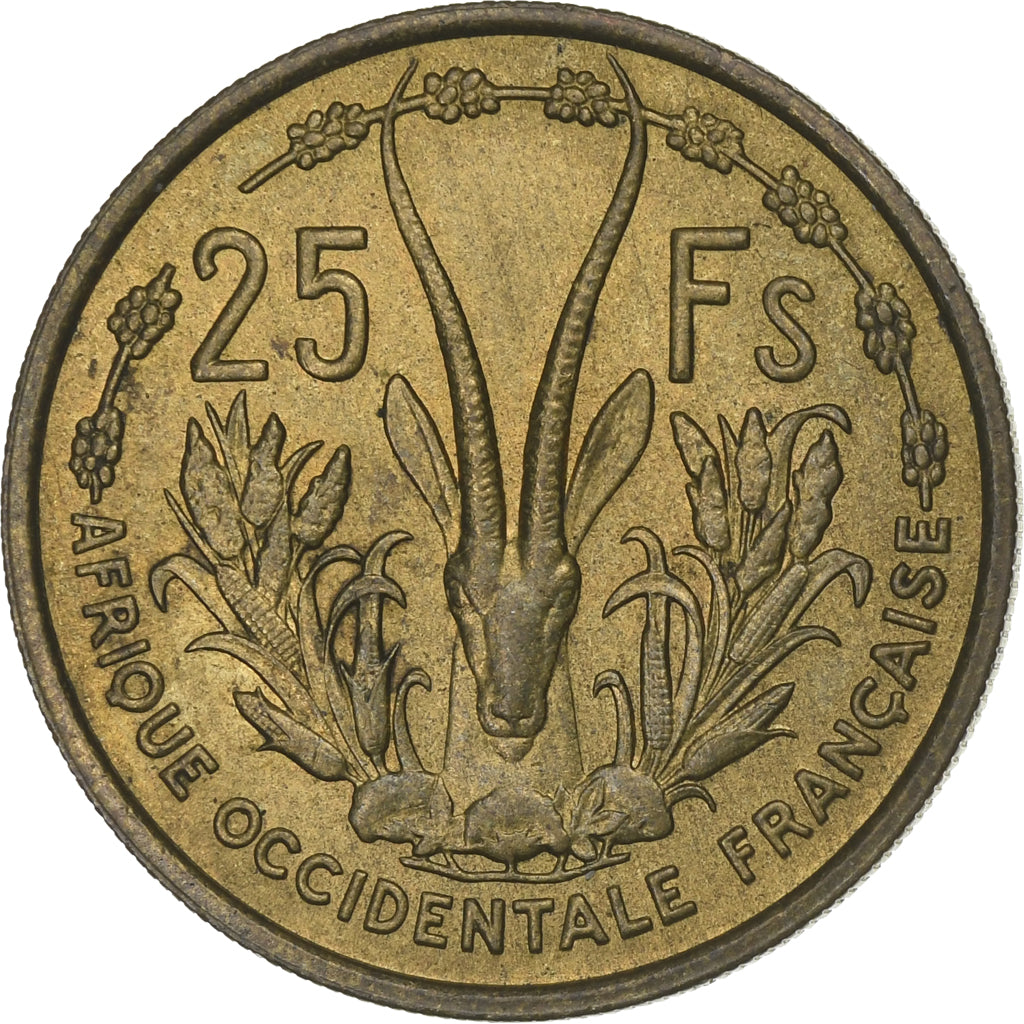 África oriental francesa, 25 Francs, 1956, Aluminio - bronce, BC+, Lecompte:18