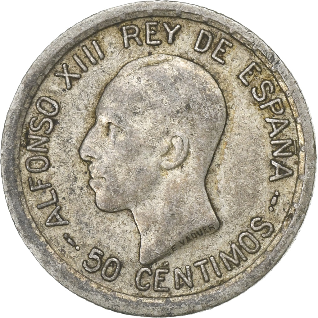 Munten, Spanje, Alfonso XIII, 50 Centimos, 1926, Madrid, ZF, Zilver, KM:741