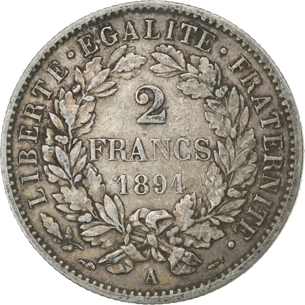 Francia, 2 Francs, Cérès, 1894, Paris, Plata, MBC, Le Franc:F.265, KM:817.1
