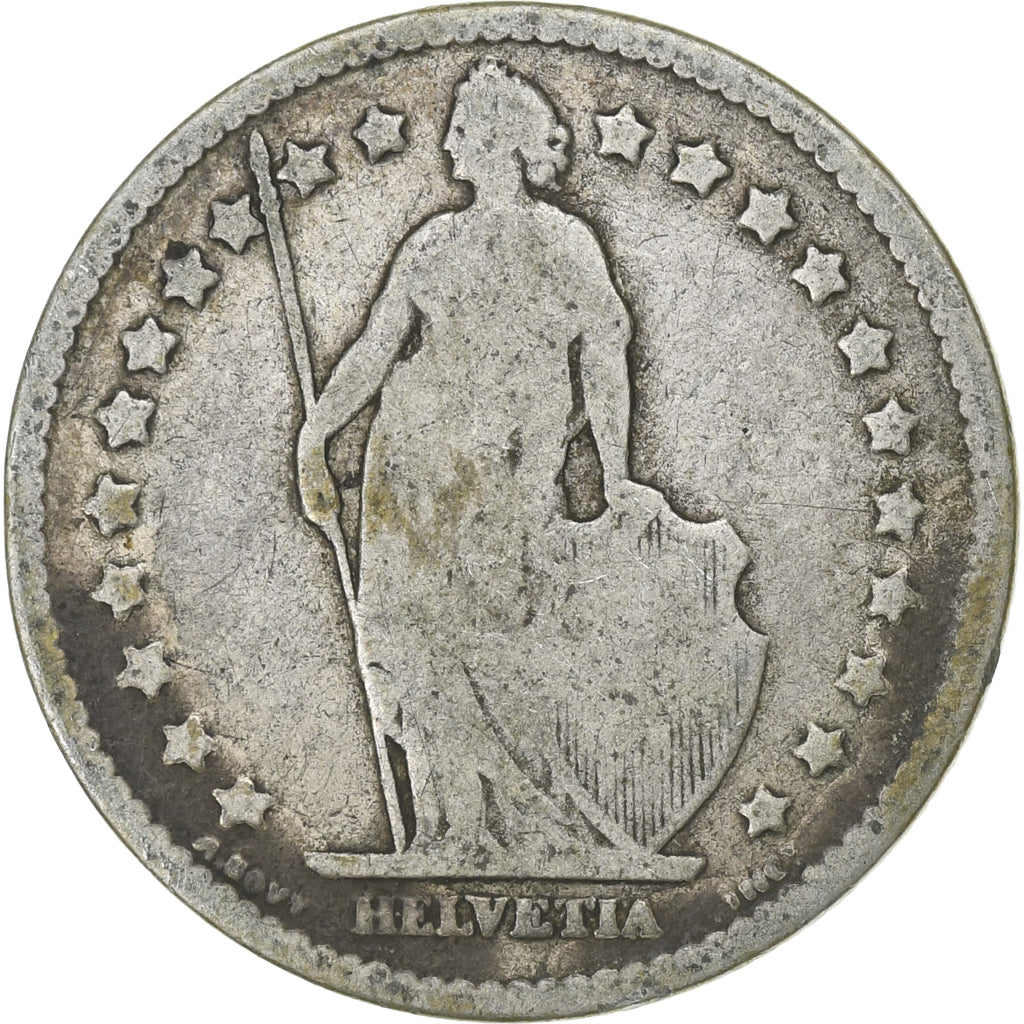 Suiza, Franc, 1877, Bern, Plata, BC, KM:24