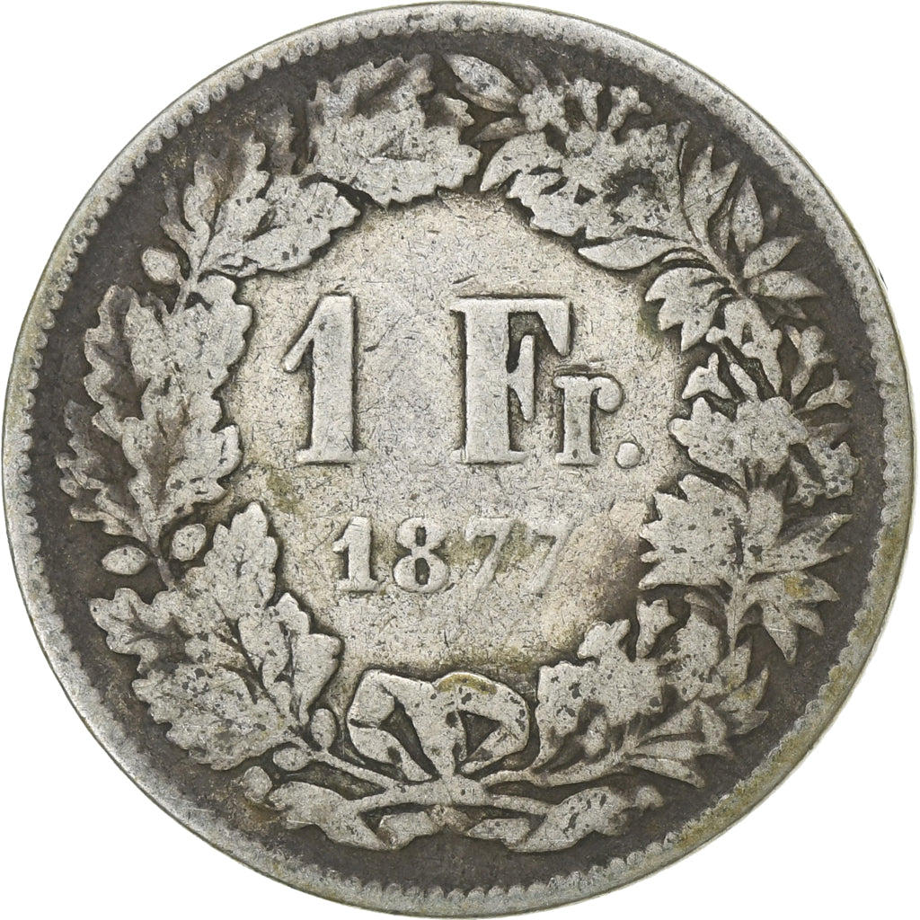 Suiza, Franc, 1877, Bern, Plata, BC, KM:24