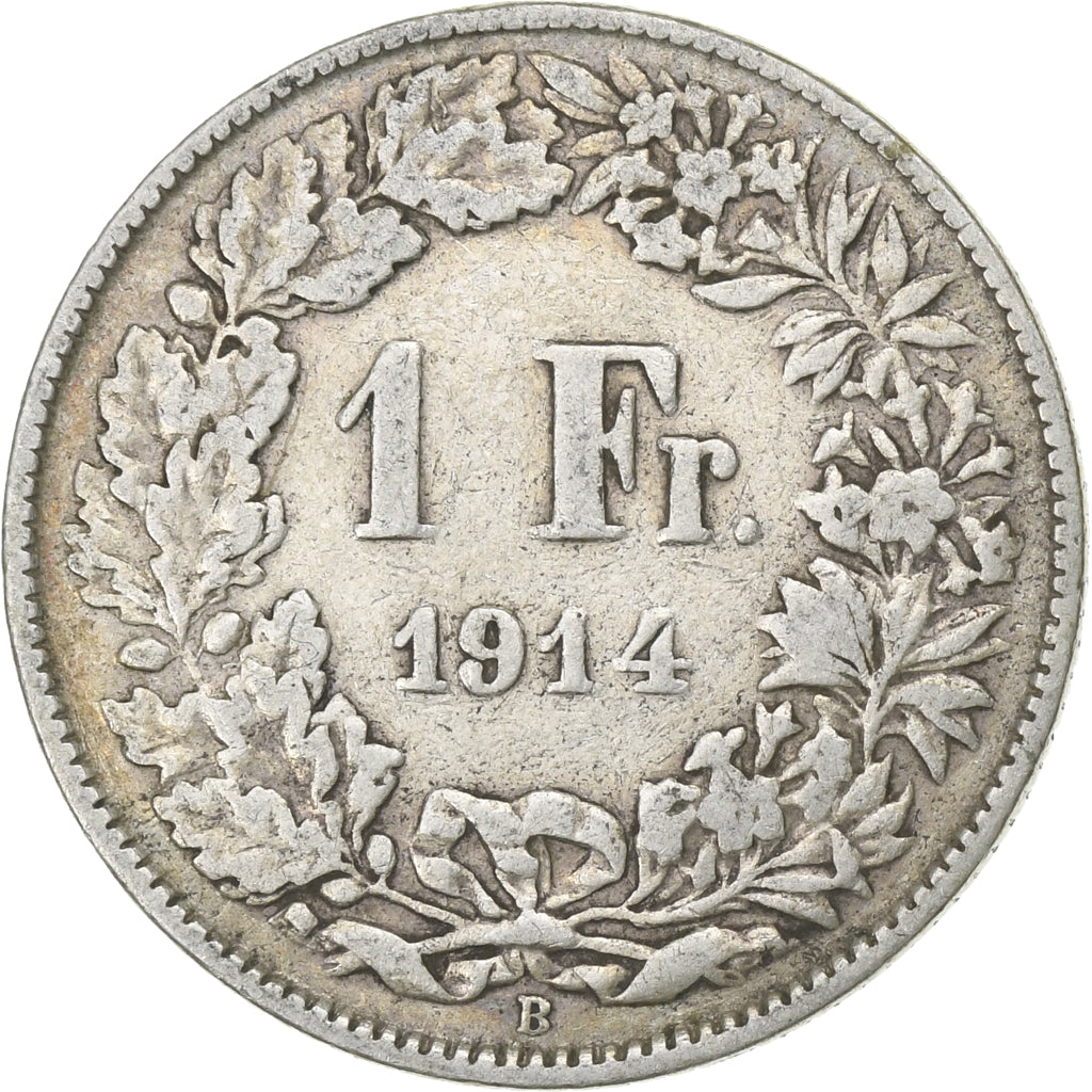 Suiza, Franc, 1914, Bern, Plata, MBC, KM:24