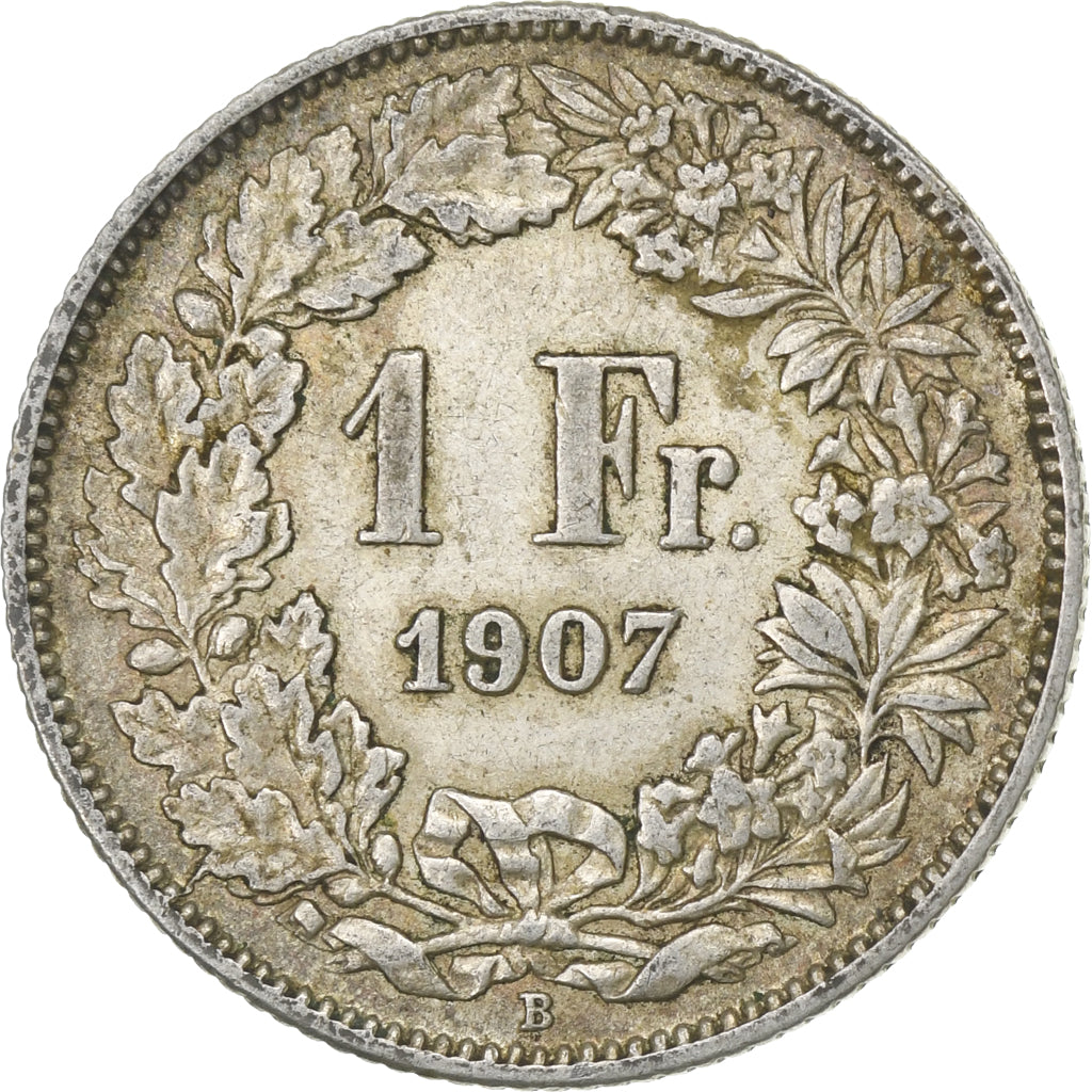 Suiza, Franc, 1907, Bern, Plata, MBC, KM:24