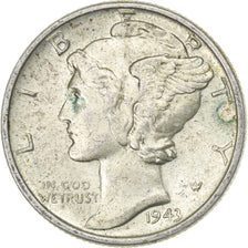United States, Dime, Mercury Dime, 1943, U.S. Mint, Silver, VF(30-35), KM:140