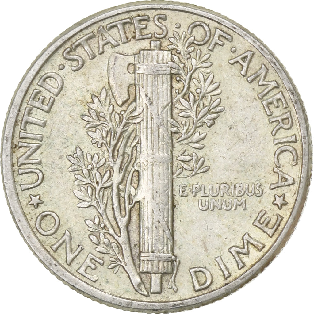 États-Unis, Dime, Mercury Dime, 1944, U.S. Mint, Argent, TB+, KM:140