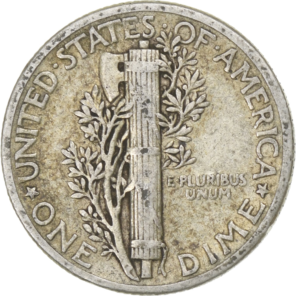 États-Unis, Dime, Mercury Dime, 1942, U.S. Mint, Argent, TB, KM:140