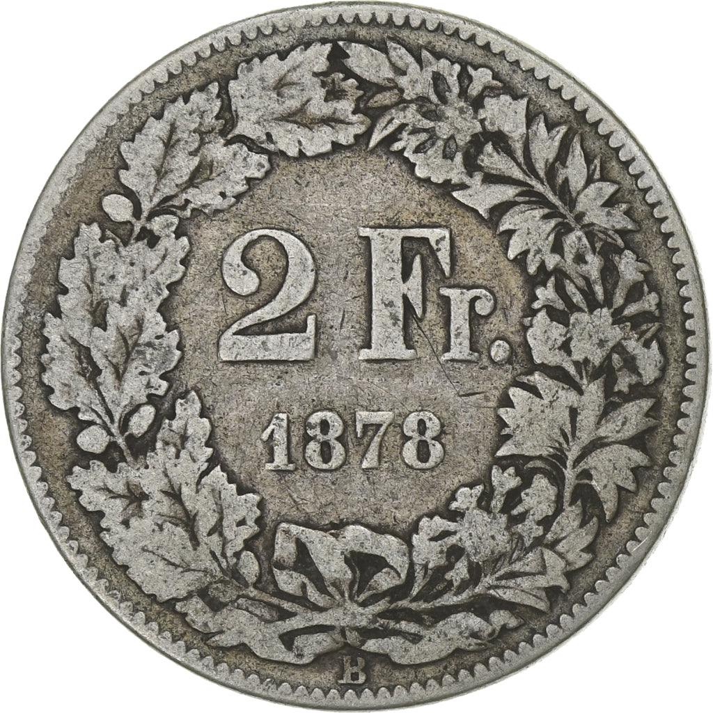 Switzerland, 2 Francs, 1878, Bern, Silver, VF(20-25), KM:21
