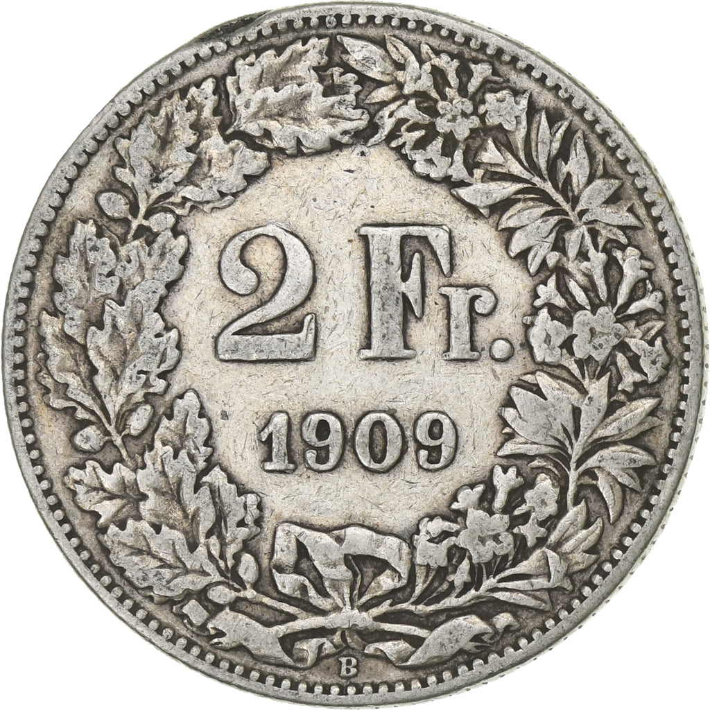Switzerland, 2 Francs, 1909, Bern, Silver, VF(20-25), KM:21