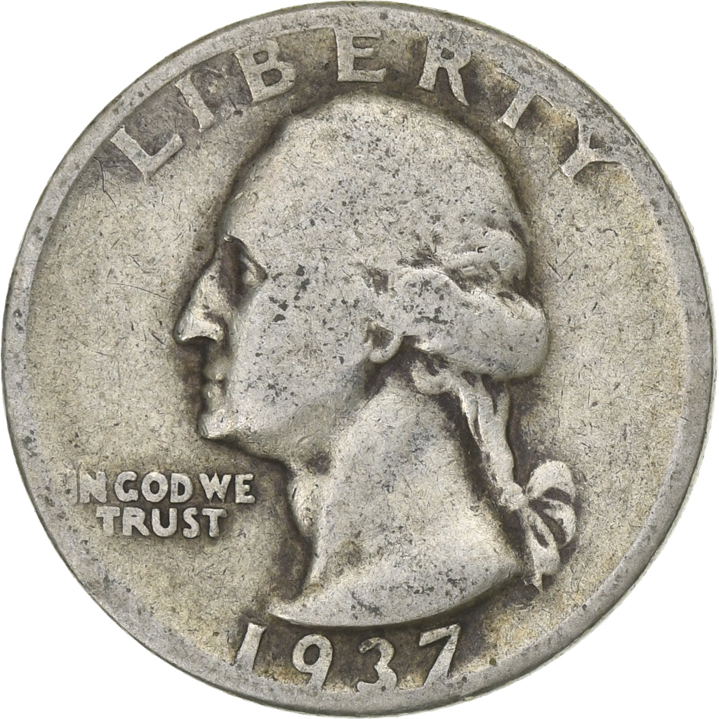 États-Unis, Quarter, Washington Quarter, 1937, U.S. Mint, Argent, B+, KM:164