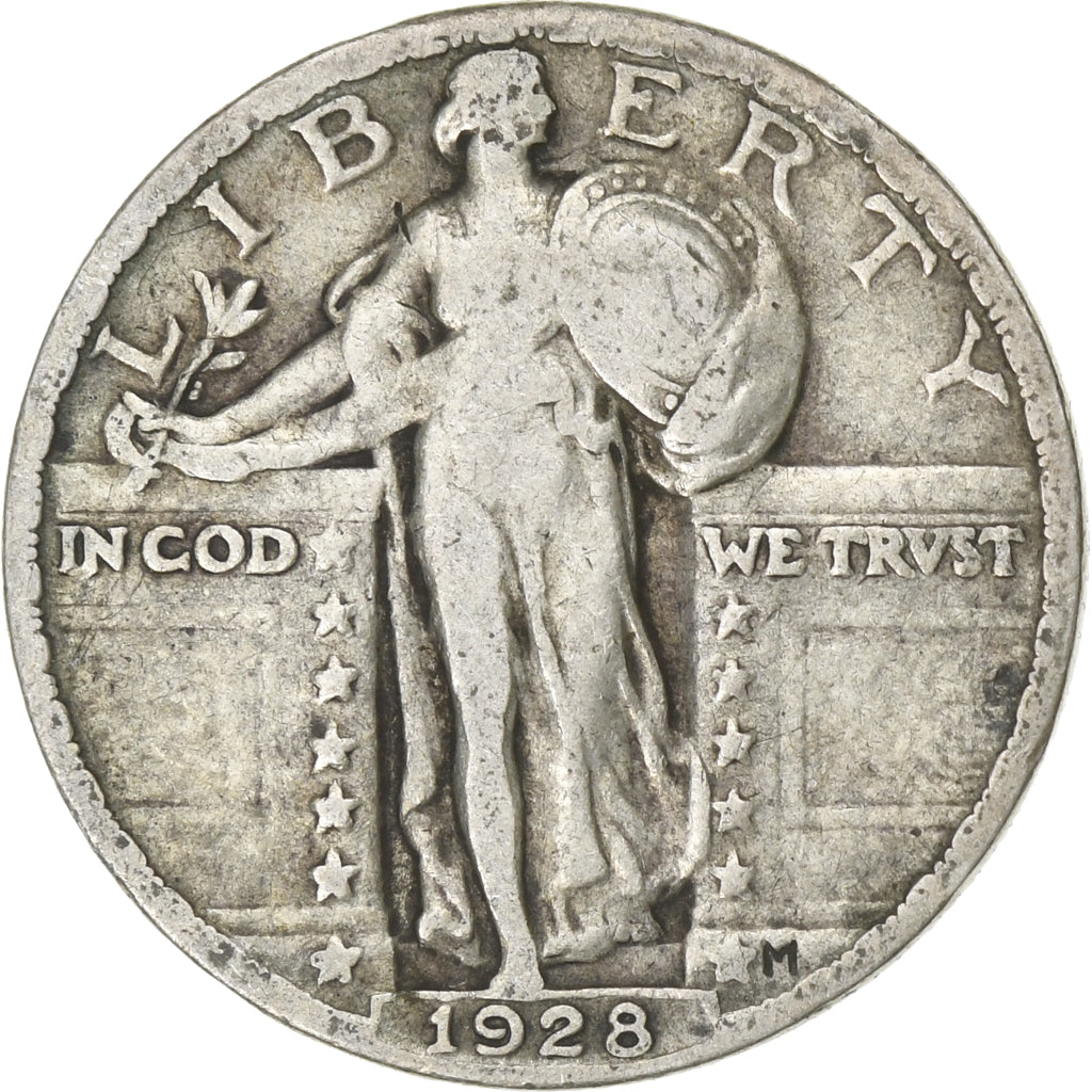 États-Unis, Quarter, Standing Liberty Quarter, 1928, Philadelphie, Argent, TB