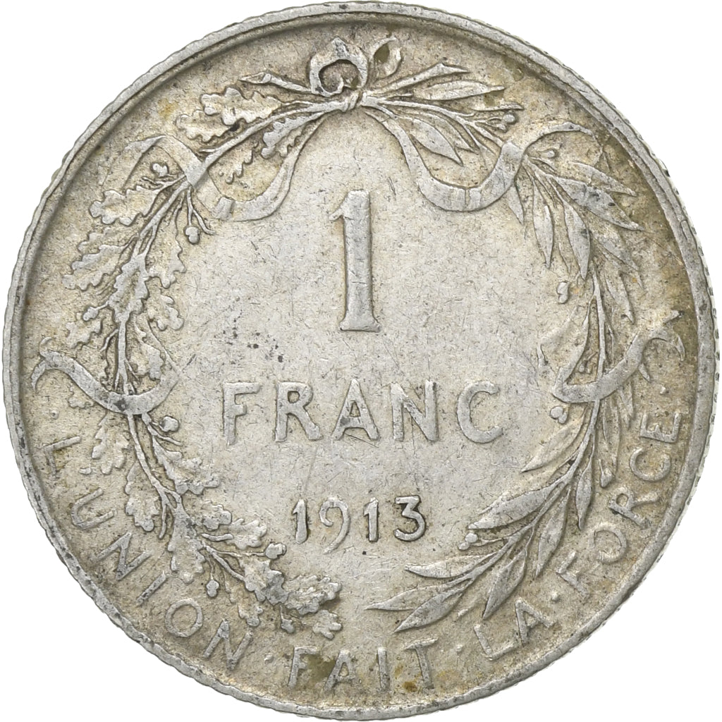 Belgio, Albert I, Franc, 1913, Argento, MB+, KM:72