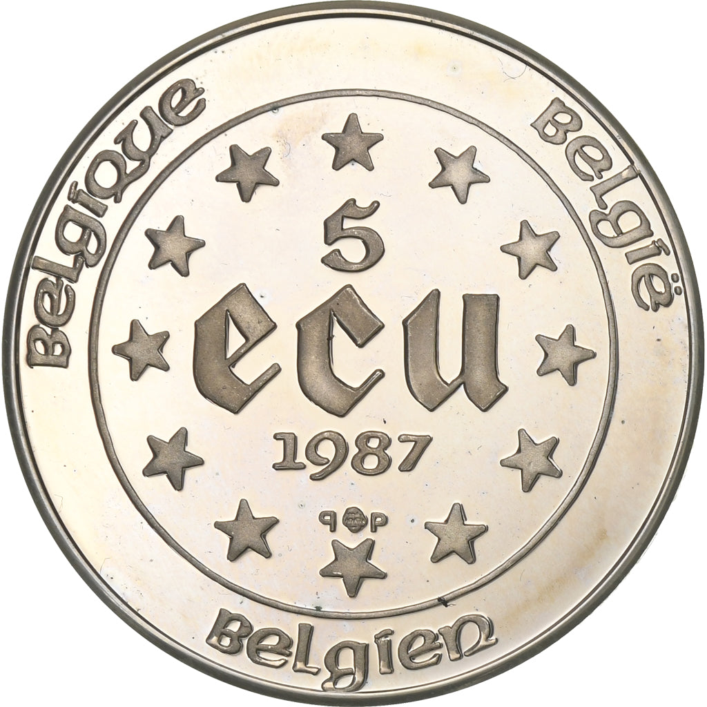 Belgium, 5 Ecu, 1987, Brussels, sous capsule, Silver, MS(65-70), KM:166