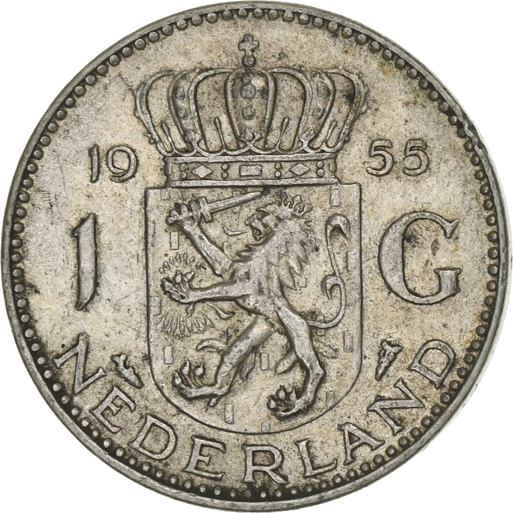 Netherlands, Juliana, Gulden, 1955, Silver, VF(30-35), KM:184