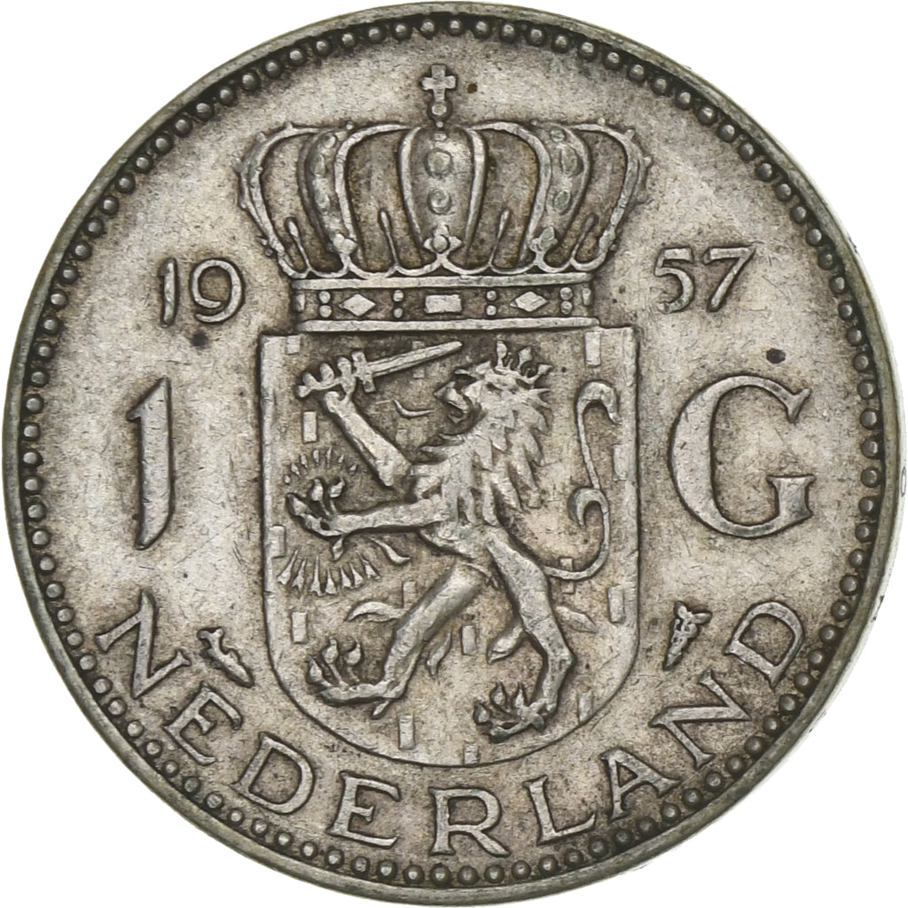 Holandia, Juliana, Gulden, 1957, Srebro, EF(40-45), KM:184